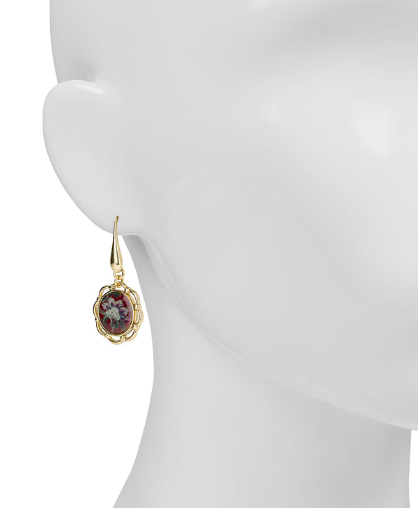 Patricia Nash Wire Drop Earrings European Floral Tapestry