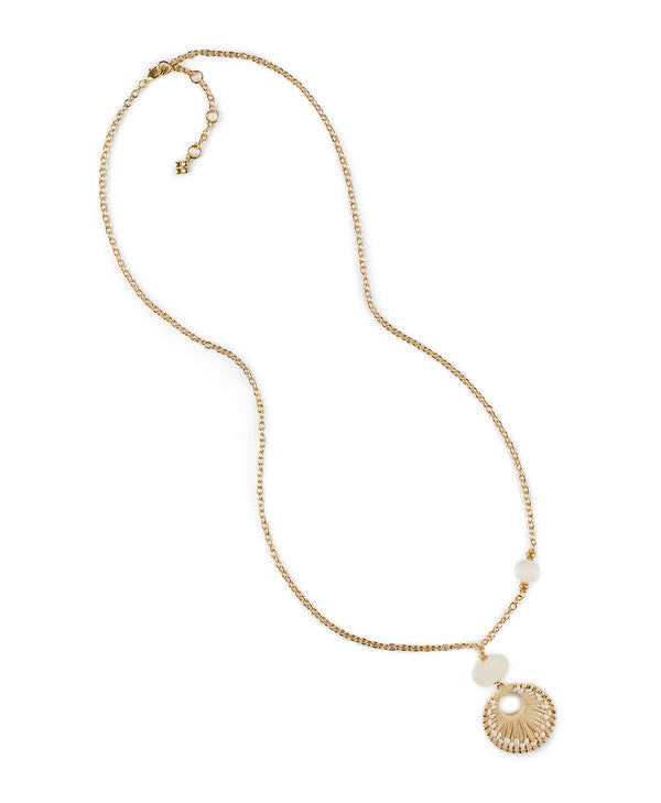 Patricia Nash Wrapped Ring Pendant Necklace Raffia Wrapped