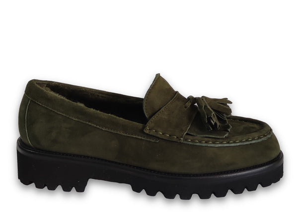 Patrizio Dolci Moccassin Greta Olive&Fur