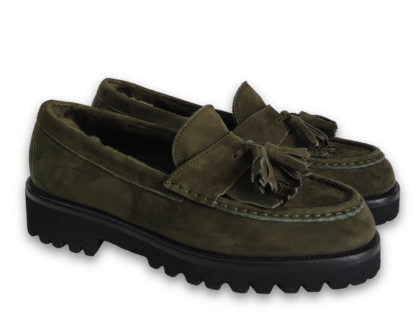 patrizio dolci Moccassin Greta Olive&Fur