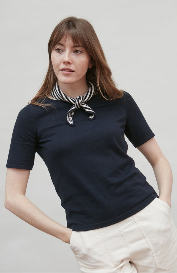 Paul James Cotton Garter Knit Striped Mini Neckerchief