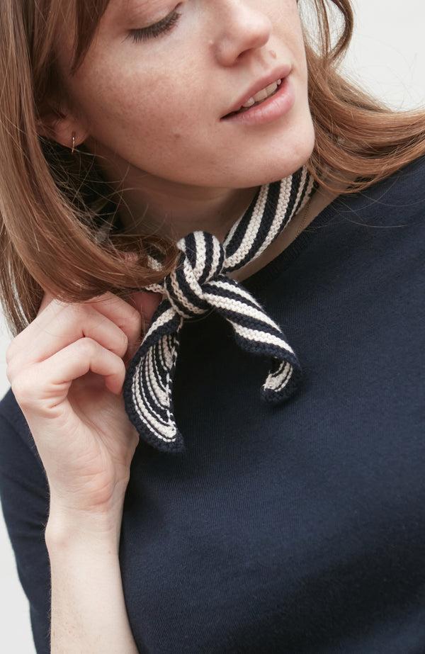 Paul James Cotton Garter Knit Striped Mini Neckerchief