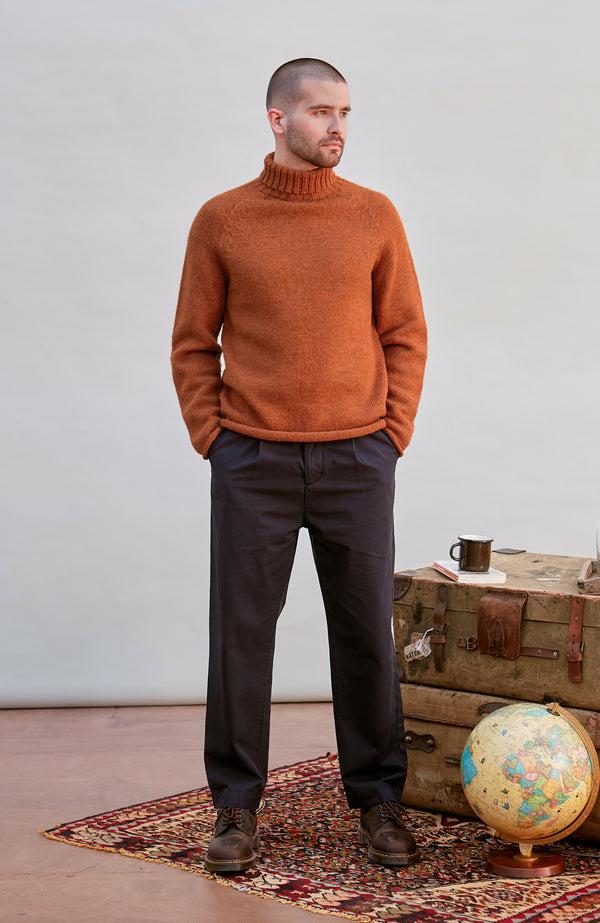 Paul James Mens British Wool Fishermans Roll Neck Jumper