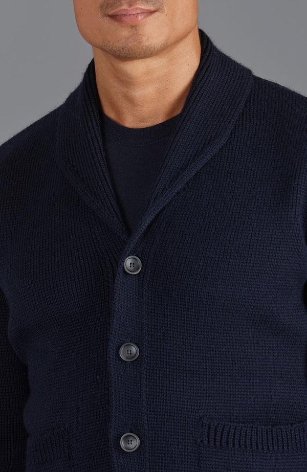 Paul James Mens Chunky Merino Wool Shawl Collar Cardigan