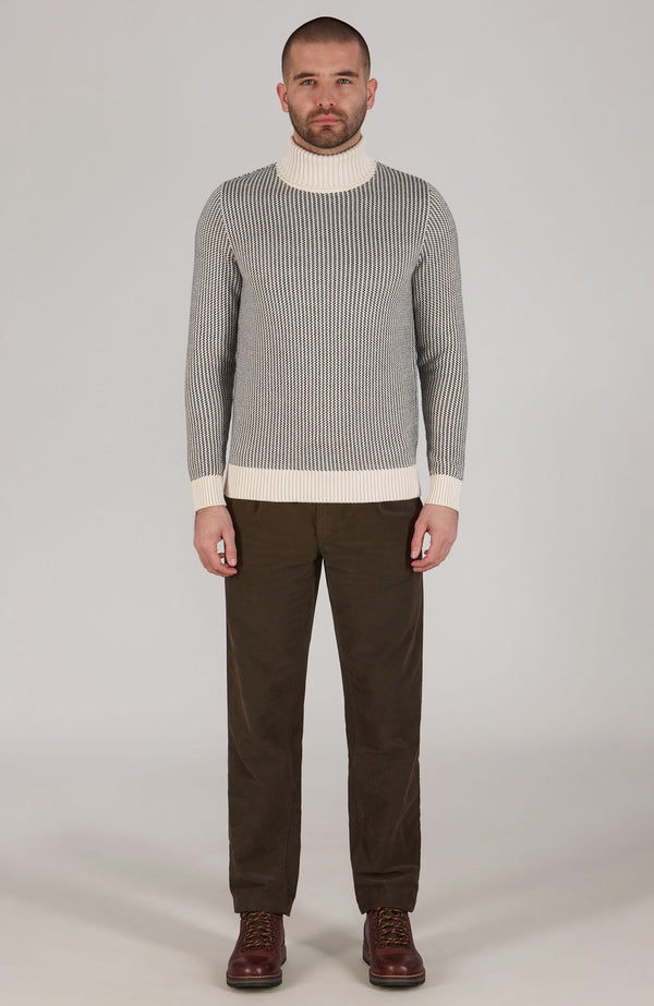 Paul James Mens Cotton Fisherman Tuck Stitch Roll Neck Jumper