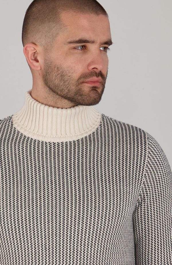 Paul James Mens Cotton Fisherman Tuck Stitch Roll Neck Jumper