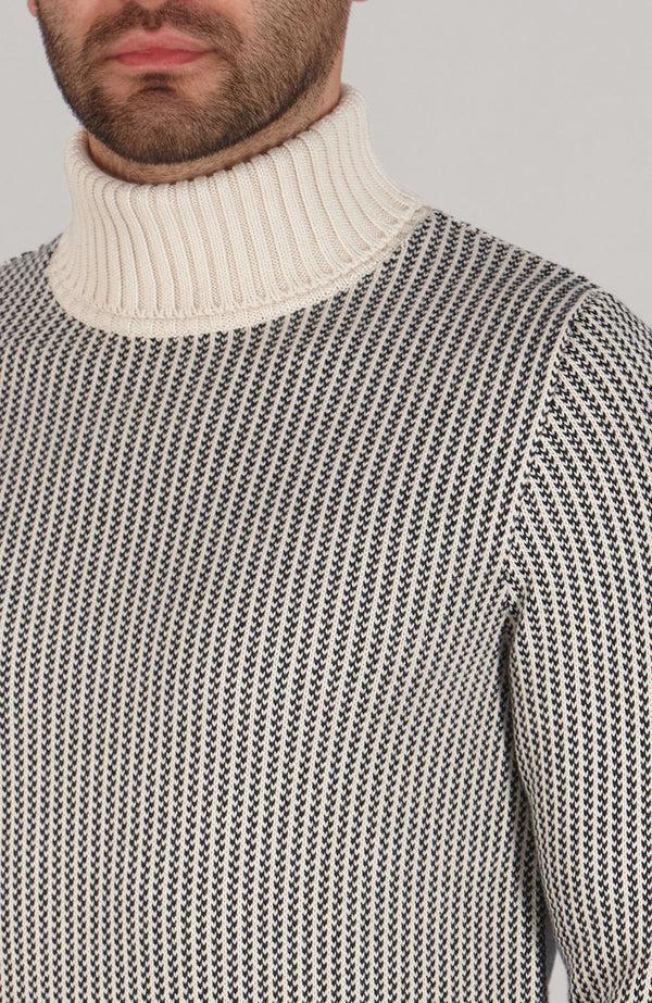 Paul James Mens Cotton Fisherman Tuck Stitch Roll Neck Jumper