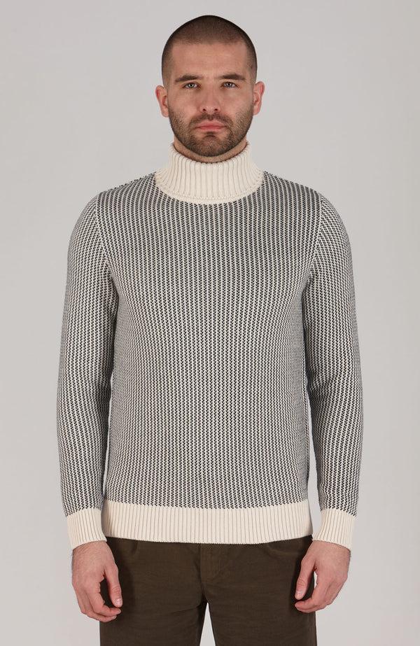 paul james Mens Cotton Fisherman Tuck Stitch Roll Neck Jumper