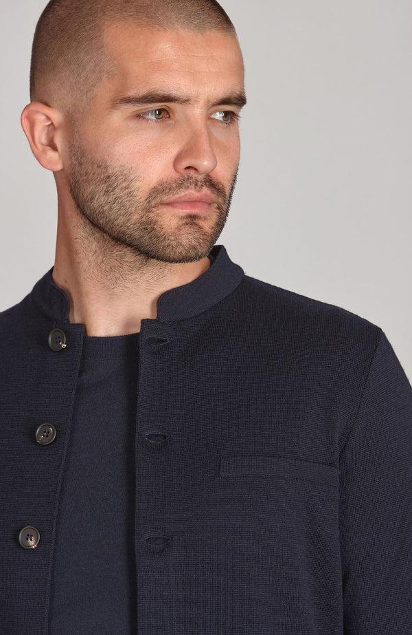 Paul James Mens Extra Fine Merino Wool Knitted Nehru Jacket