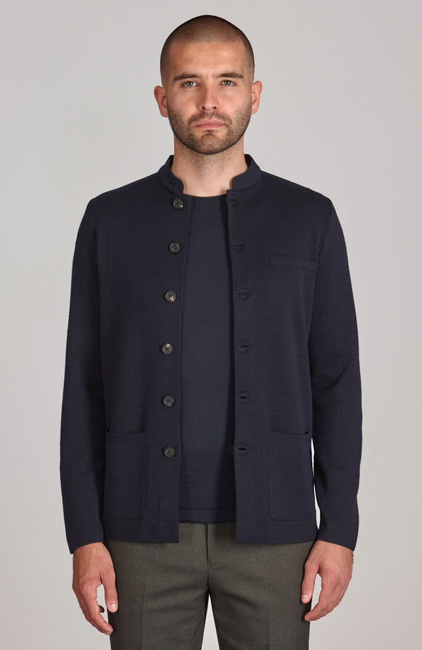 paul james Mens Extra Fine Merino Wool Knitted Nehru Jacket