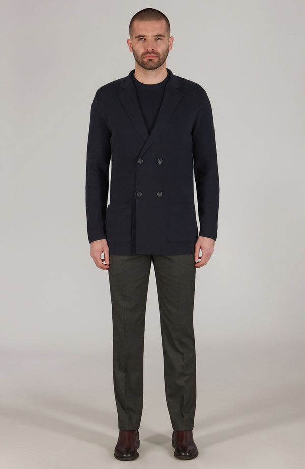 Paul James Mens Lightweight Cotton Double Breasted Knitted Blazer