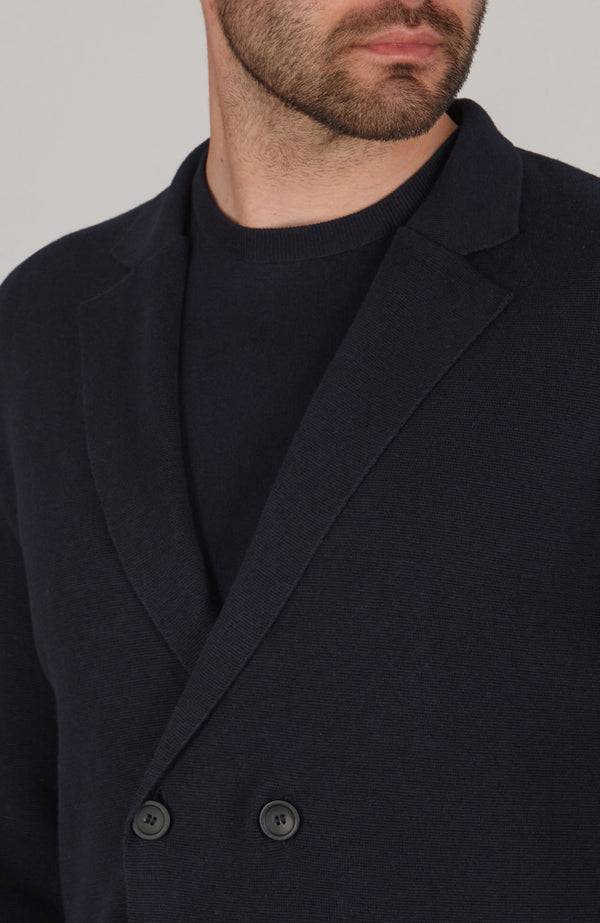 Paul James Mens Lightweight Cotton Double Breasted Knitted Blazer