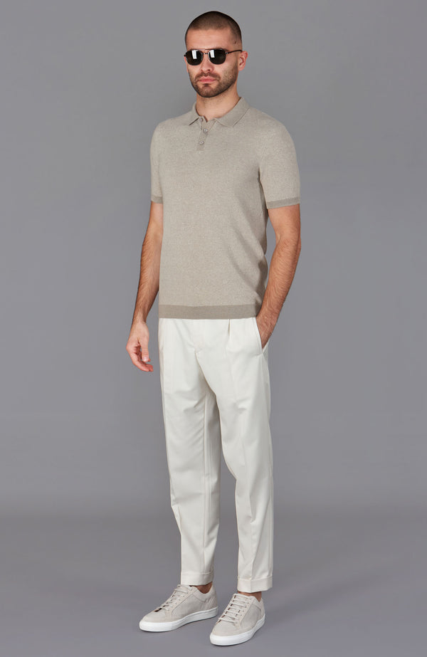 Paul James Mens Lightweight Cotton Two Tone Textured Polo Shirt