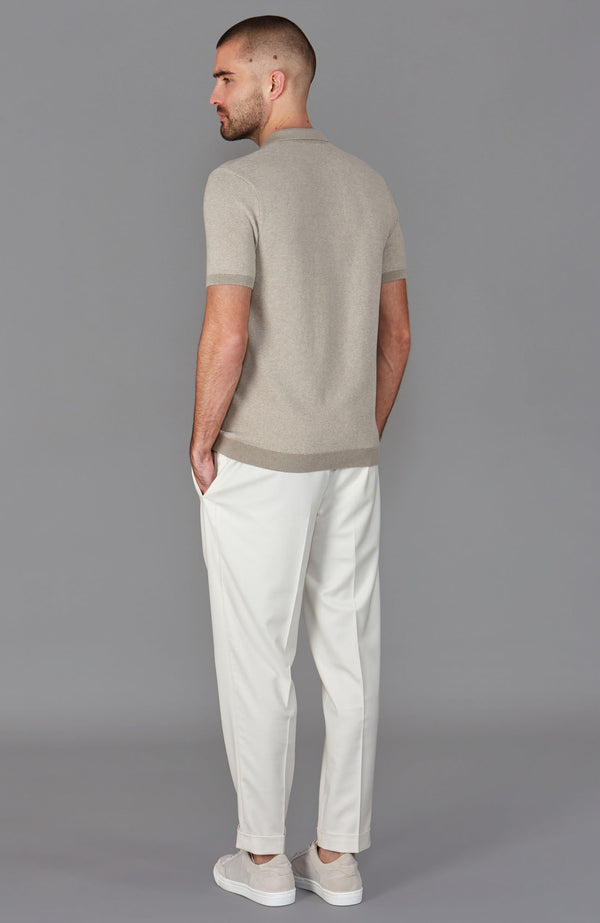 Paul James Mens Lightweight Cotton Two Tone Textured Polo Shirt