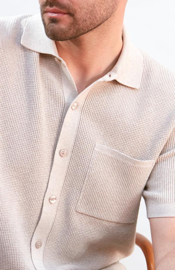 Paul James Mens Lightweight Cotton Waffle Knit Shirt