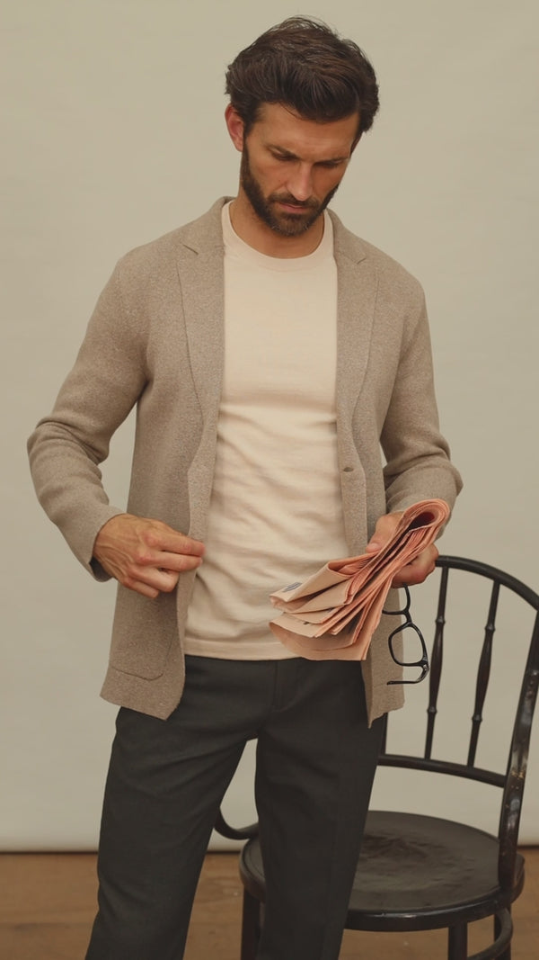 Paul James Mens Lightweight Jaspe Cotton Knitted Blazer