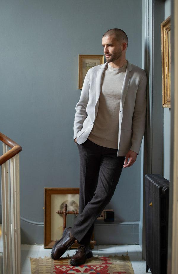 Paul James Mens Lightweight Mercerised Cotton Knitted Blazer