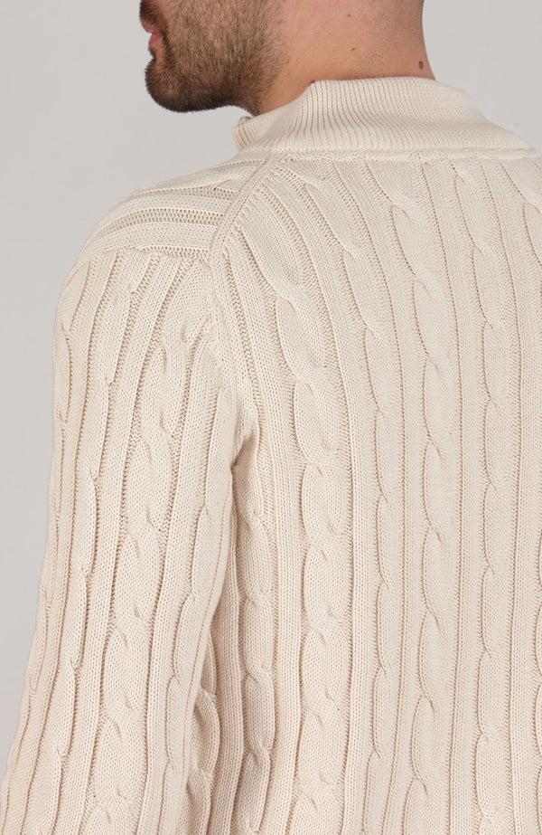 Paul James Mens Midweight Cotton Cable Zip Neck Jumper