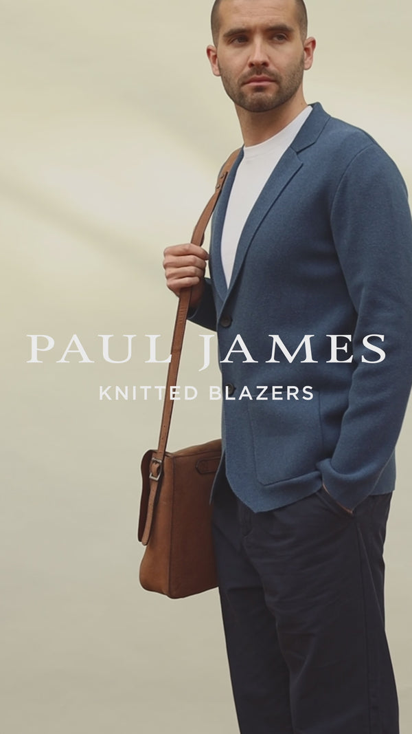 paul James Mens Midweight Cotton Deconstructed Knitted Blazer