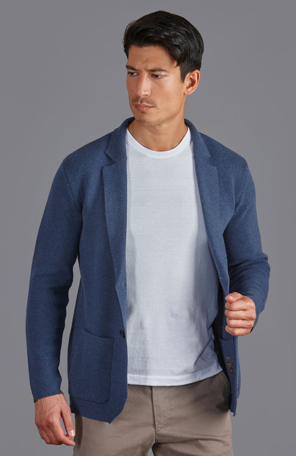 paul James Mens Midweight Cotton Deconstructed Knitted Blazer