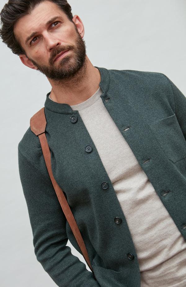 Paul James Mens Midweight Cotton Knitted Nehru Jacket