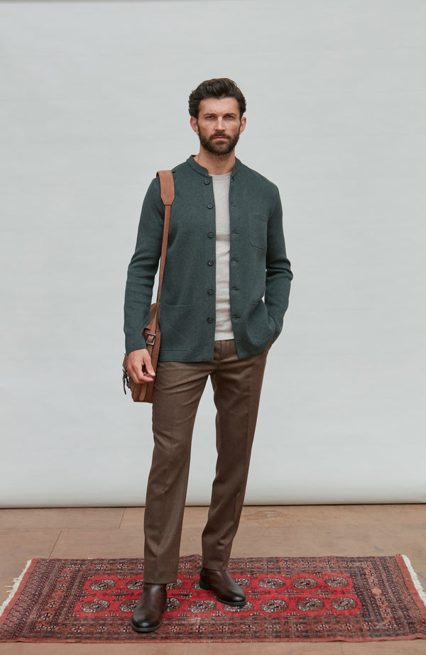 paul james Mens Midweight Cotton Knitted Nehru Jacket