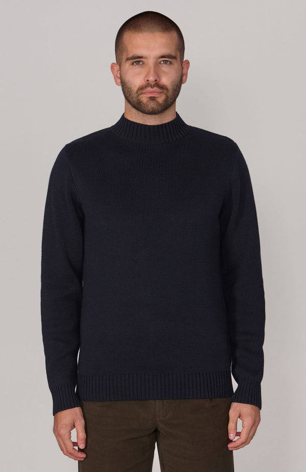 Paul James Mens Midweight Cotton Mock Turtleneck Jumper