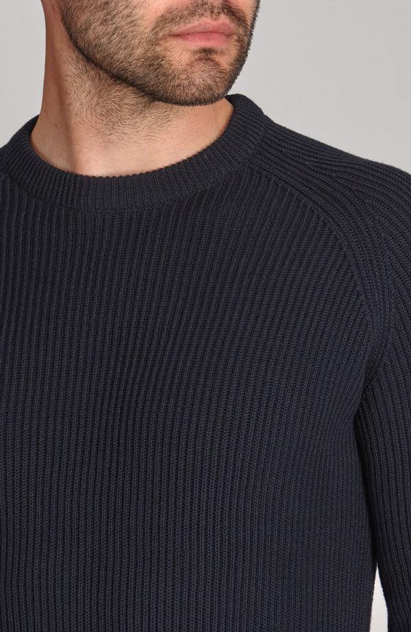 Paul James Mens Midweight Cotton Ribbed Crew Neck Jumper