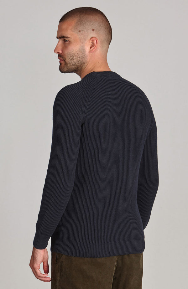 Paul James Mens Midweight Cotton Ribbed Crew Neck Jumper