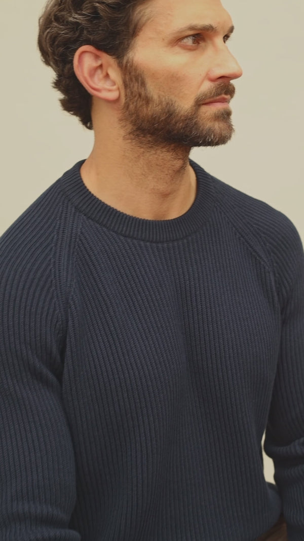 paul james Mens Midweight Cotton Ribbed Crew Neck Jumper