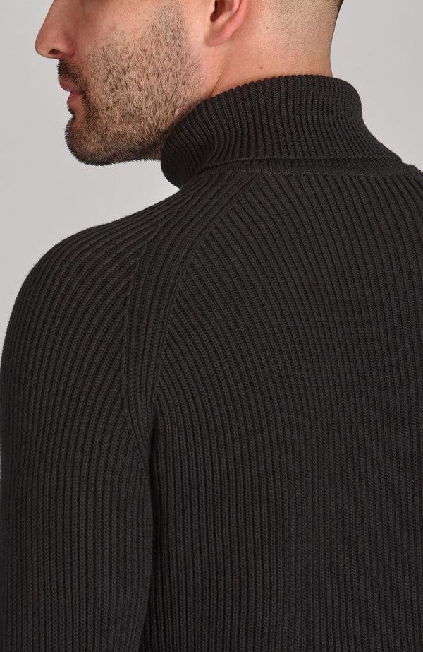 Paul James Mens Midweight Cotton Ribbed Roll Neck Jumper
