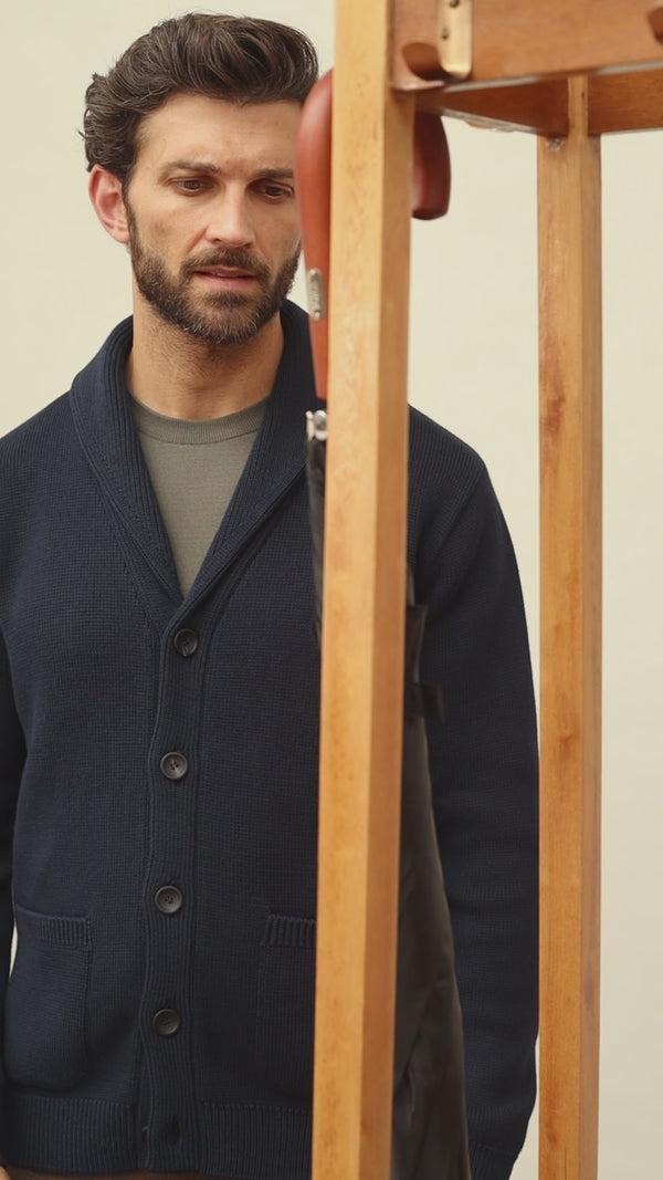 Paul James Mens Midweight Cotton Shawl Collar Cardigan