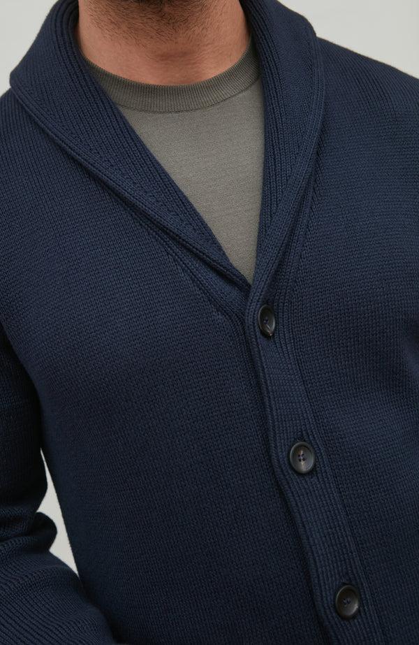 Paul James Mens Midweight Cotton Shawl Collar Cardigan