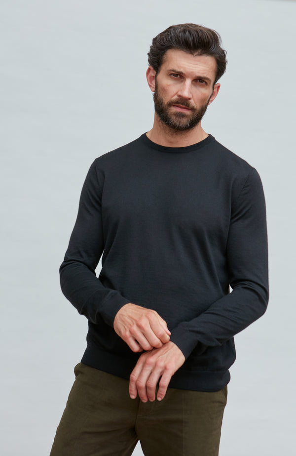 Paul James Mens Superfine Merino Silk Crew Neck Jumper