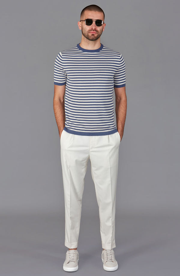 Paul James Mens Ultra Fine Cotton Knitted Breton T-Shirt