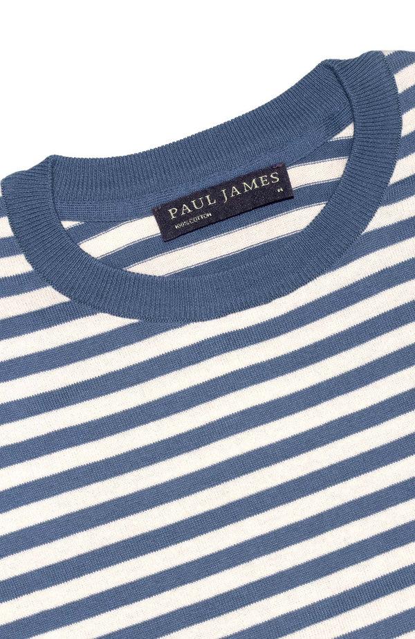 Paul James Mens Ultra Fine Cotton Knitted Breton T-Shirt