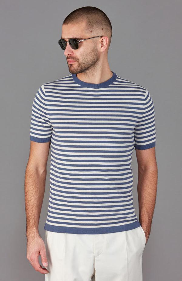 paul james Mens Ultra Fine Cotton Knitted Breton T-Shirt
