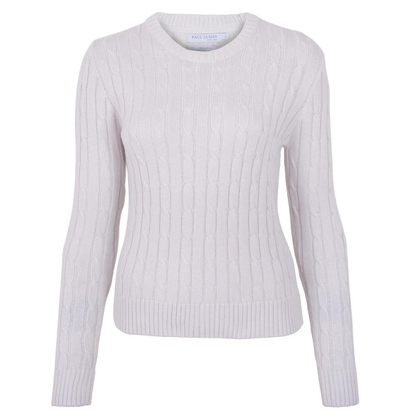 Paul James Womens Cotton Cable Crew Neck Jumper
