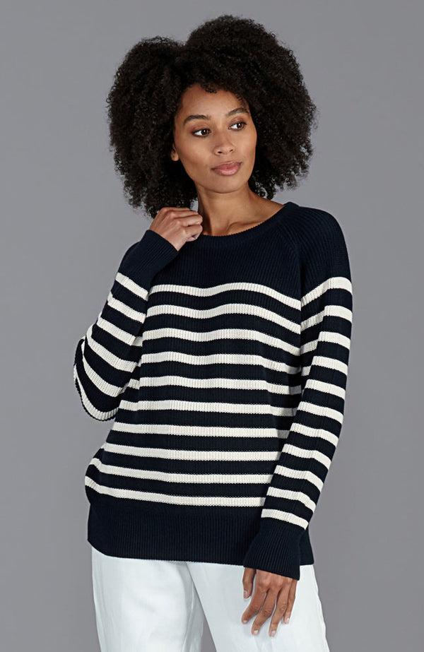 Paul James Womens Cotton Ribbed Breton Jumper
