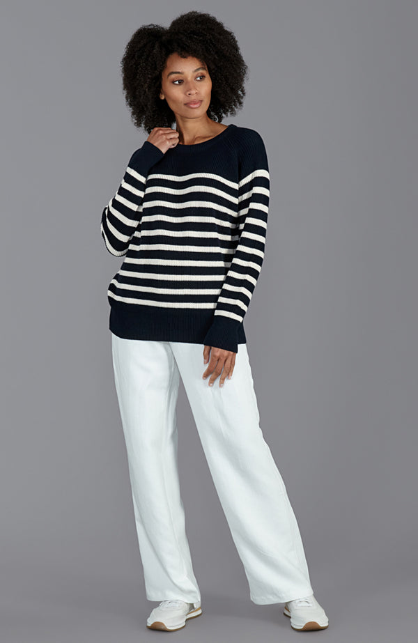 Paul James Womens Cotton Ribbed Breton Jumper