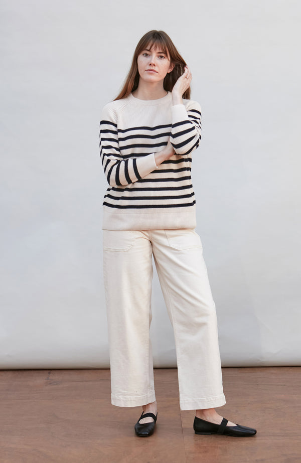 Paul James Womens Cotton Ribbed Breton Jumper