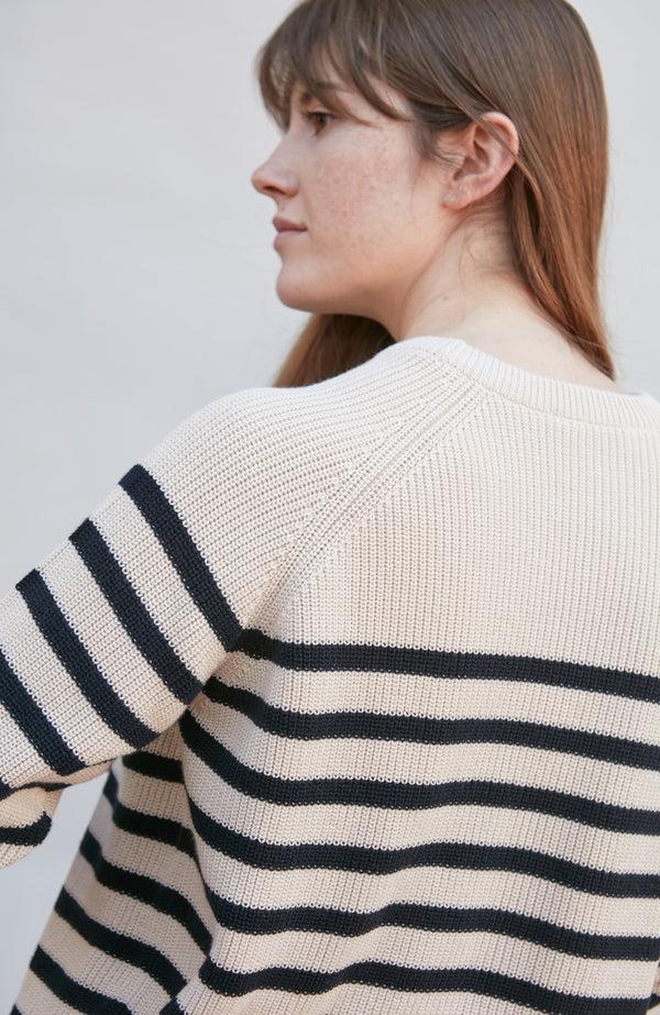 Paul James Womens Cotton Ribbed Breton Jumper