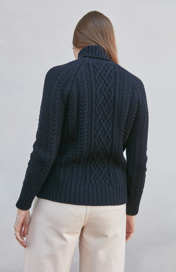 Paul James Womens Chunky Merino Roll Neck Cable Jumper