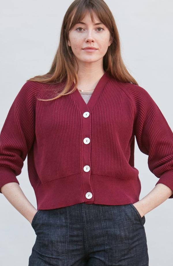 Paul James Womens Cotton Oversized V Neck Ribbed Cardigan