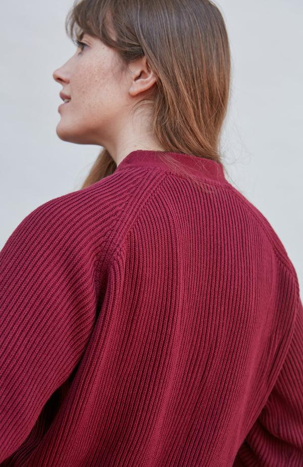 Paul James Womens Cotton Oversized V Neck Ribbed Cardigan