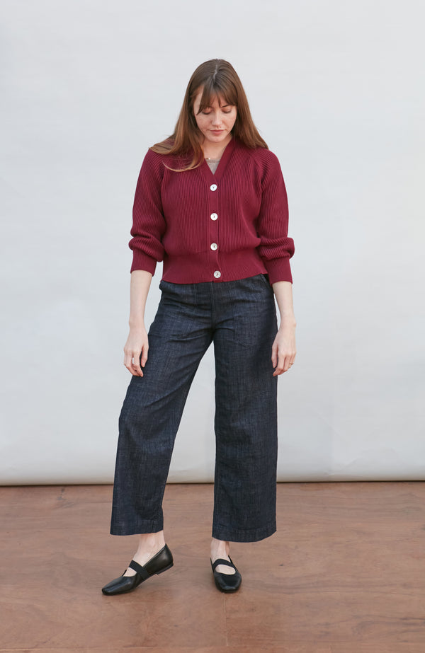 paul james Womens Cotton Oversized V Neck Ribbed Cardigan