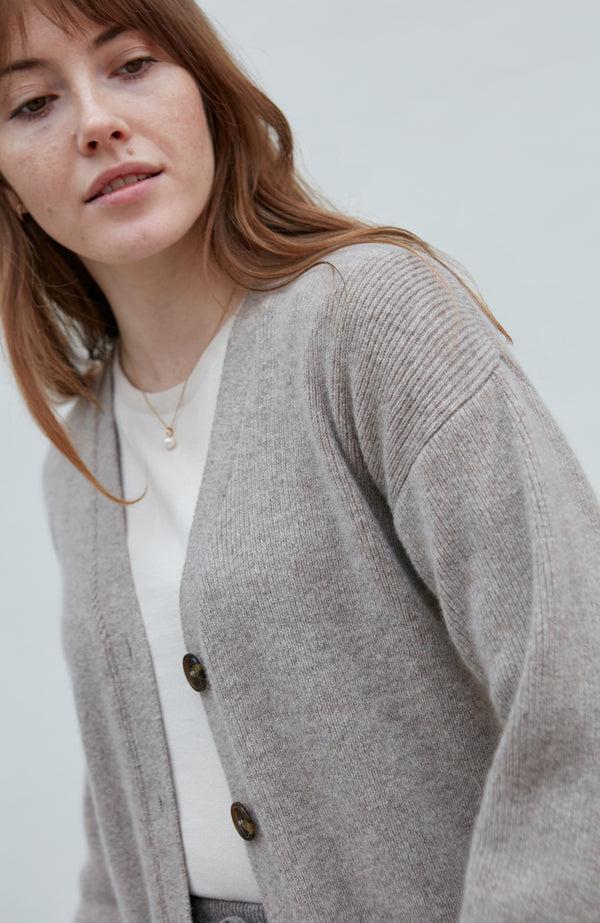 paul james Womens Lambswool V Neck Ribbed Cardigan with Pockets