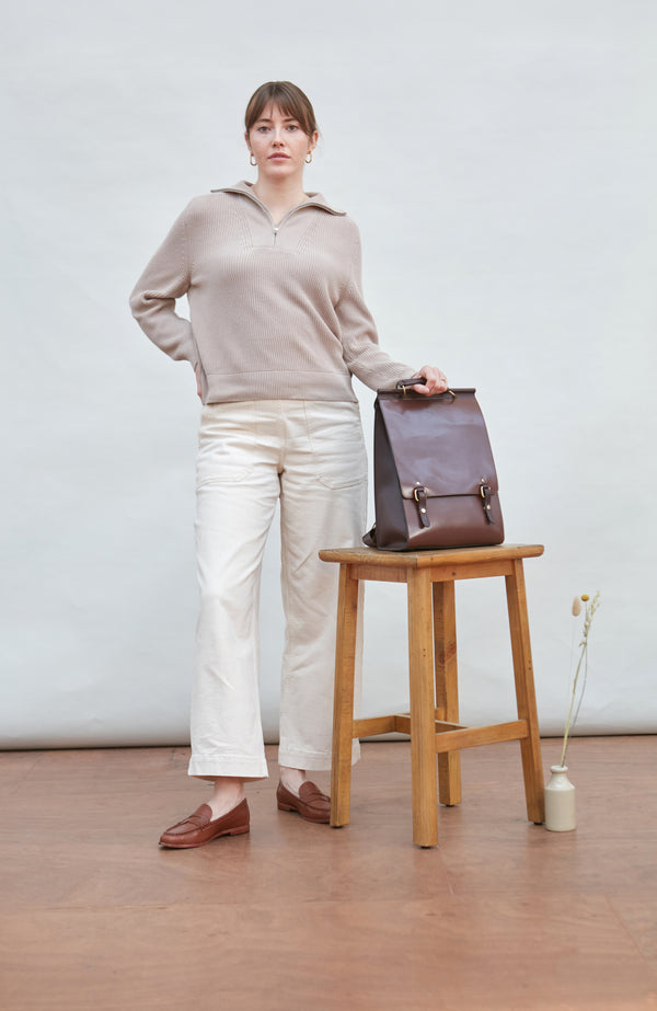 Paul James Womens Midweight Cotton Troyer Zip Neck Ribbed Jumper