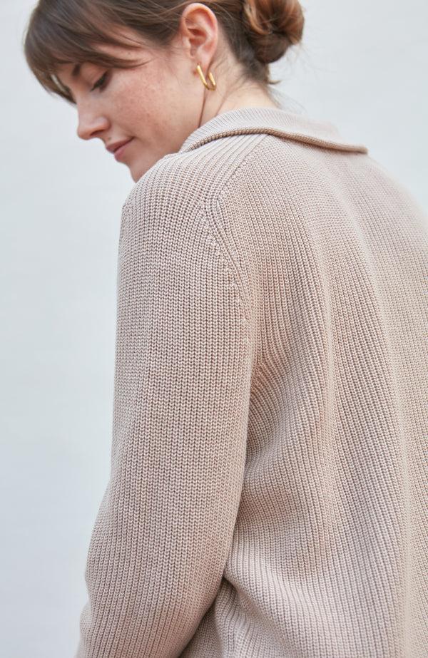 Paul James Womens Midweight Cotton Troyer Zip Neck Ribbed Jumper