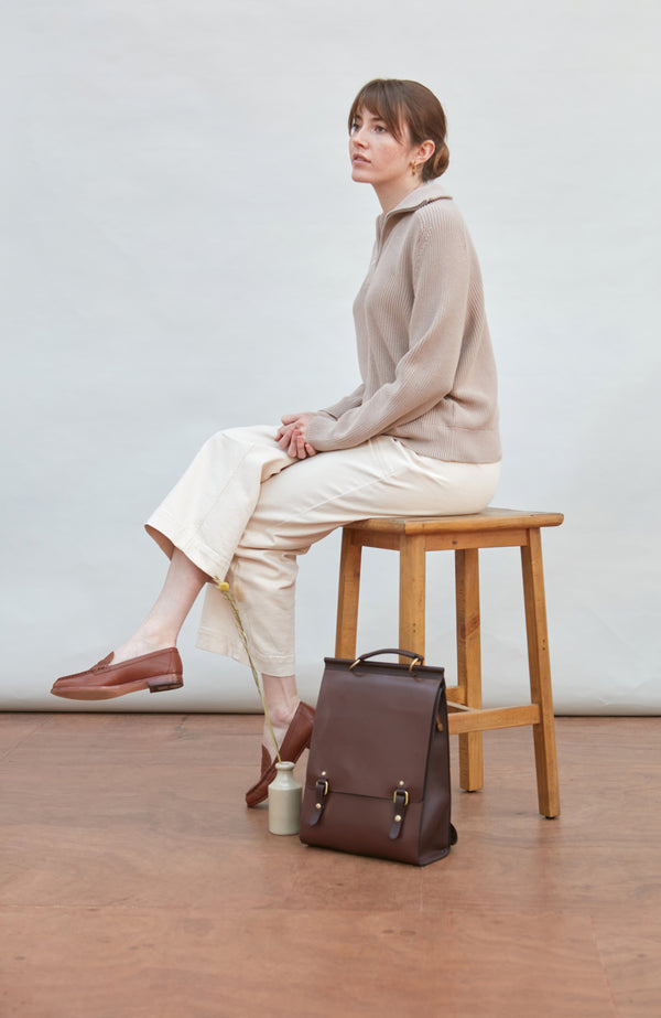 Paul James Womens Midweight Cotton Troyer Zip Neck Ribbed Jumper